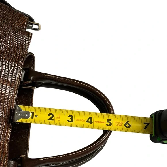 DOONEY & BOURKE Barlow Lizard Chocolate Brown Embossed Genuine Leather Satchel - Picture 9 of 16